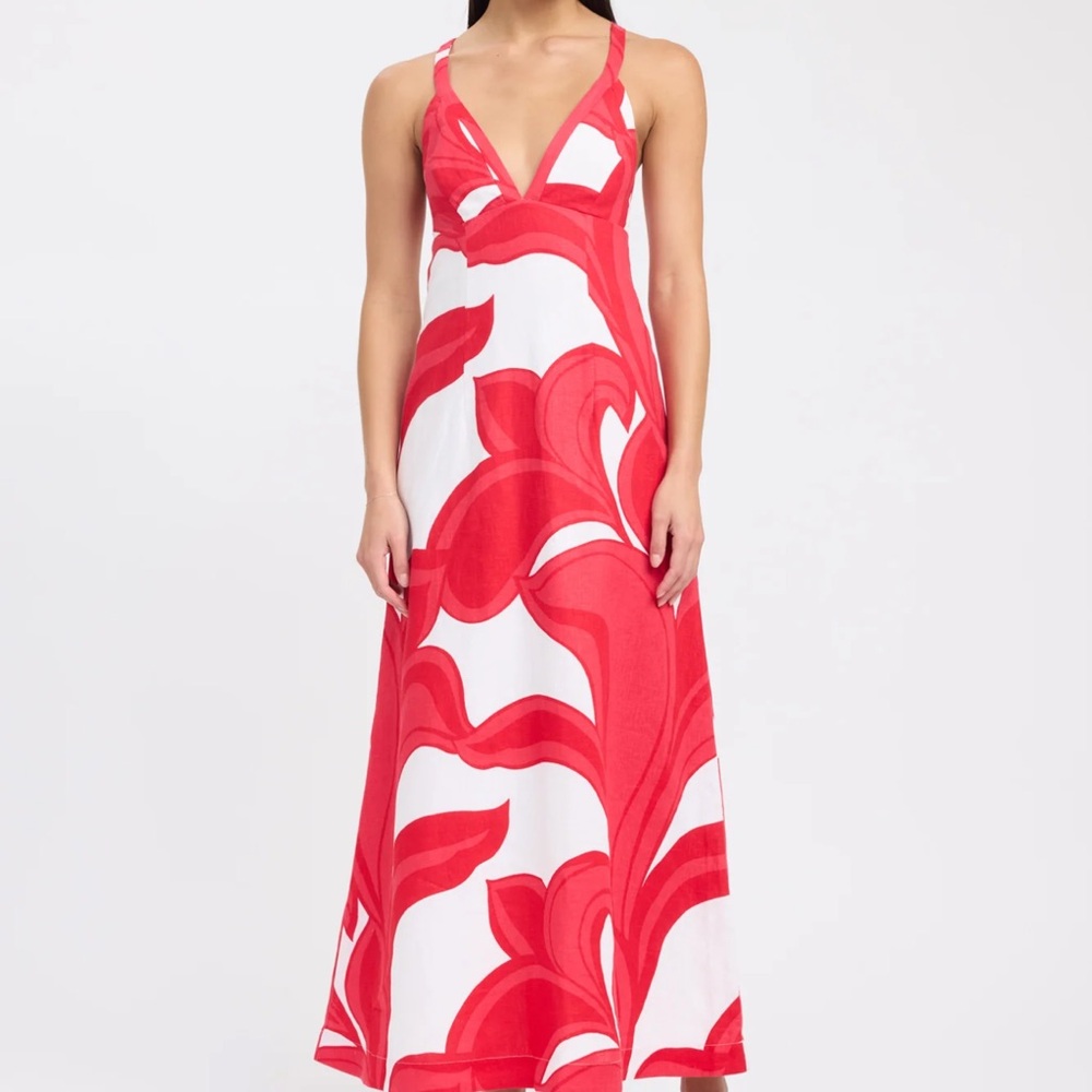 Kookai Red and White Patterned Maxi Dress